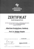 Zertifikat Ausbildungszentrum, Endoskopie, Gynäkologie & Geburtshilfe, Prof. Rüdiger Klapdor, Albertinen Krankenhaus, Hamburg Zertifikat Ausbildungszentrum, Endoskopie, Gynäkologie & Geburtshilfe, Prof. Rüdiger Klapdor, Albertinen Krankenhaus, Hamburg