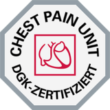 Siegel Zertifizierung Chest Pain Unit, CPU151, Deutsche Gesellschaft für Kardiologie, gültig bis 14. Juli 2029 Siegel Zertifizierung Chest Pain Unit, Deutsche Gesellschaft für Kardiologie