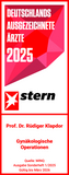 Stern Siegel, Deutschlands ausgezeichnete Ärzte 2025, Gynäkologische Operationen, Prof. Dr. Rüdiger Klapdor, Gynäkologie, Albertinen Krankenhaus Stern Siegel, Deutschlands ausgezeichnete Ärzte 2025, Gynäkologische Operationen, Prof. Dr. Rüdiger Klapdor, Gynäkologie, Albertinen Krankenhaus