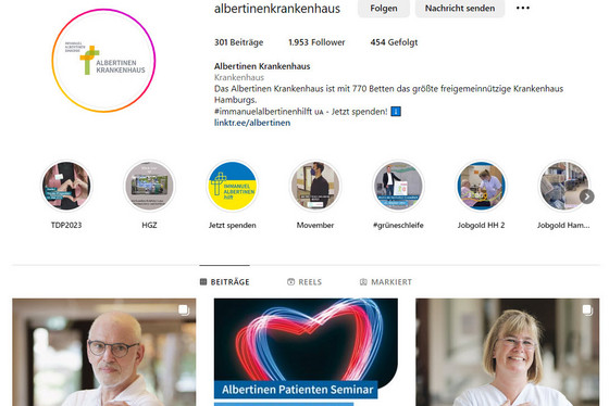 Instagram-Kanal - Albertinen Krankenhaus Hamburg - Social-Media Instagram-Kanal - Albertinen Krankenhaus Hamburg - Social-Media