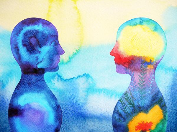 Aquarellbild zwei Personen stehen sich gegenüber, Symbolbild für die Neurologische Frührehabilitation, Abteilung für Neurologie und Neurologische Frühreha, Albertinen Krankenhaus, Hamburg-Schnelsen Aquarellbild zwei Personen stehen sich gegenüber, Symbolbild für die Neurologische Frührehabilitation, Abteilung für Neurologie und Neurologische Frühreha, Albertinen Krankenhaus, Hamburg-Schnelsen