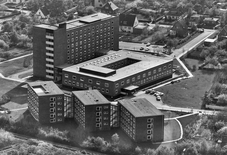 Historische Aufnahme vom 1. Bauabschnitt aus dem Jahr 1964 vom Albertinen Krankenhaus Hamburg